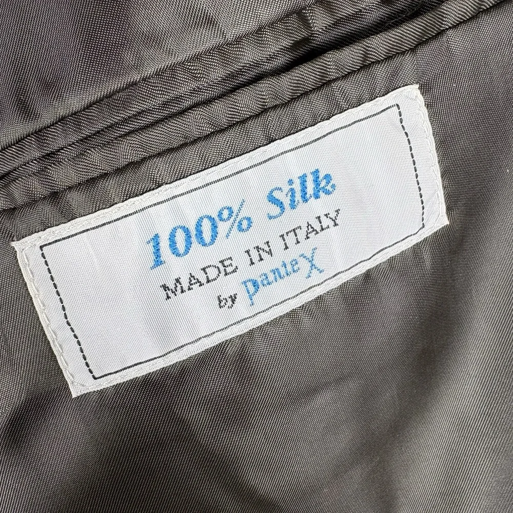 Versini Men's 46R Brown 100% Silk Microcheck Two Button Jacket Sport Coat Blazer